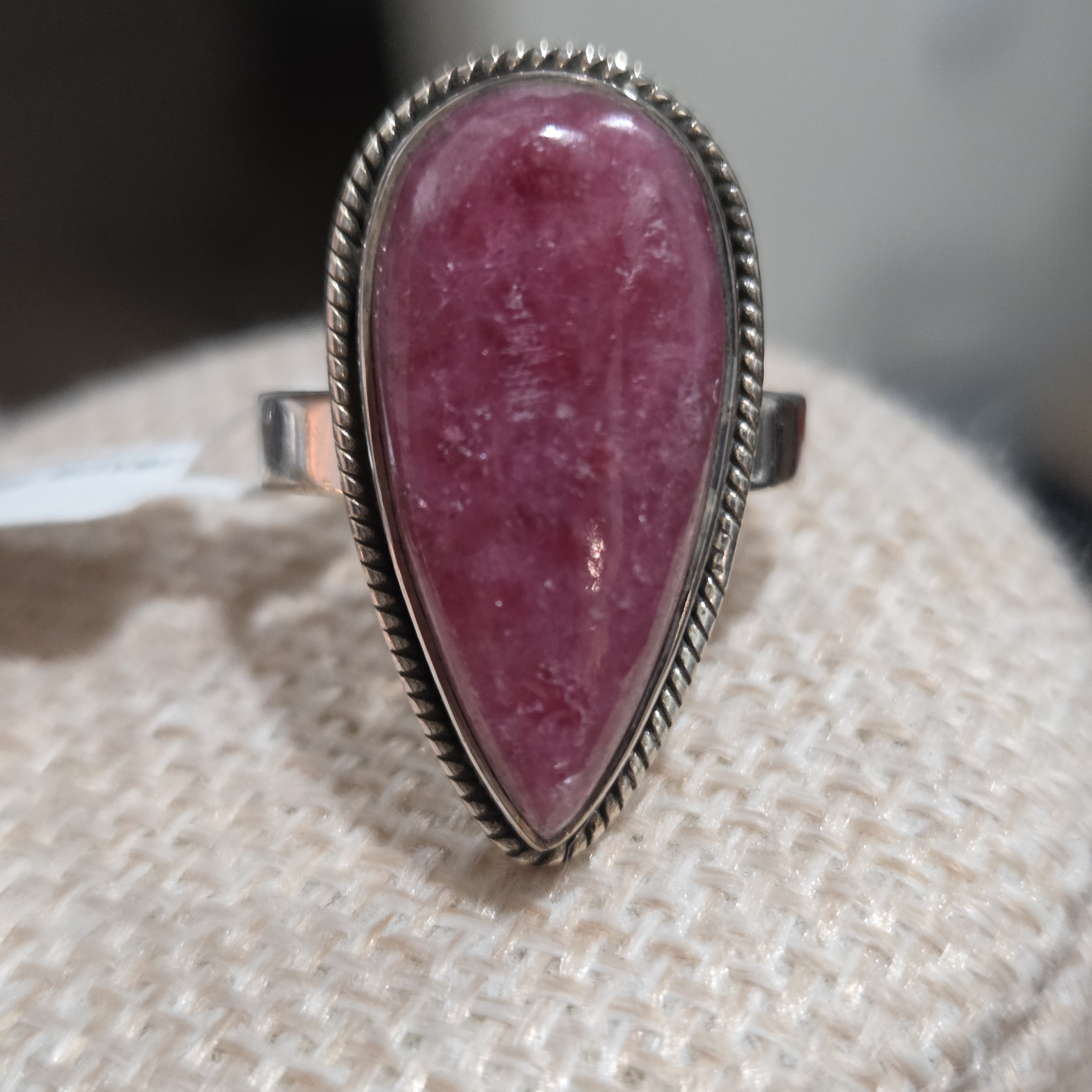 Elegant Pink Rhodonite Stone In 925 Sterling Silver Ring